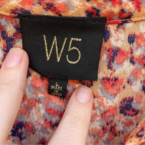 W5 Women’s Orange Red‎ Navy Speckled V Neck Lightweight Blouse Size Large - Picture 4 of 10